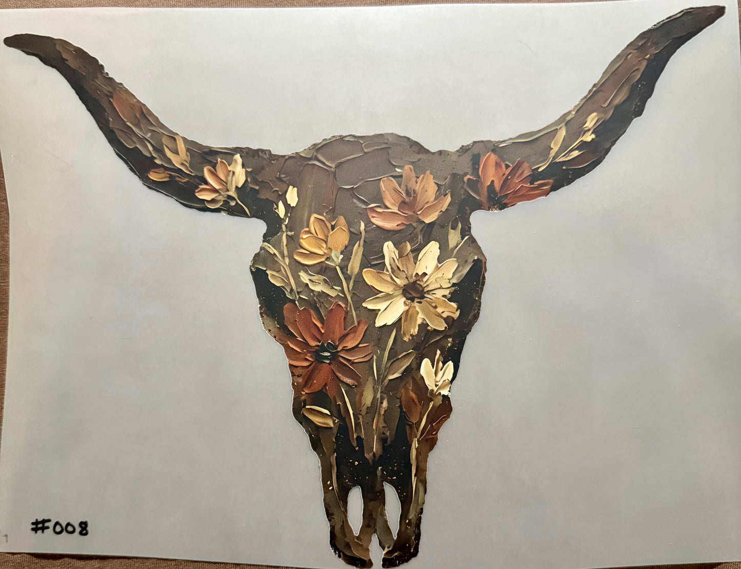 Floral Bull Skull Print #008