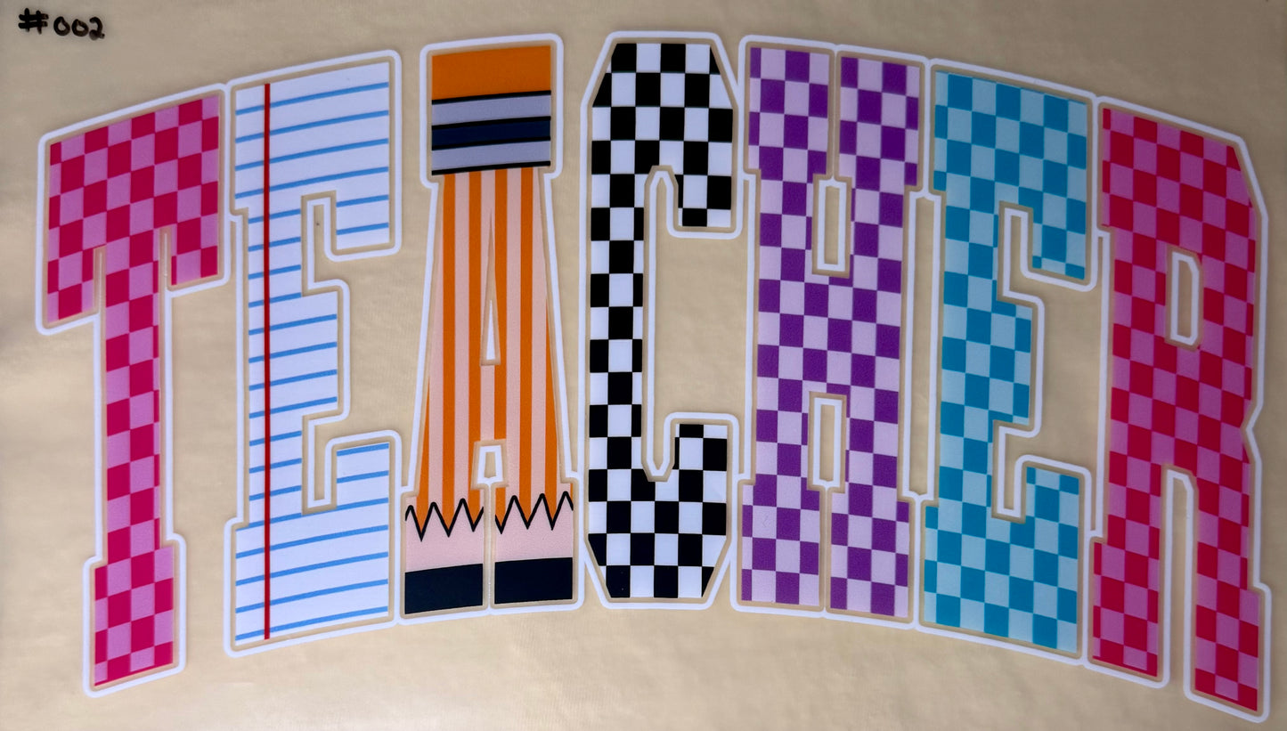 Teacher Checkered Arched Print #002