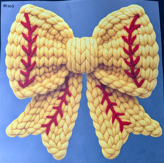 Softball Bow Print #003
