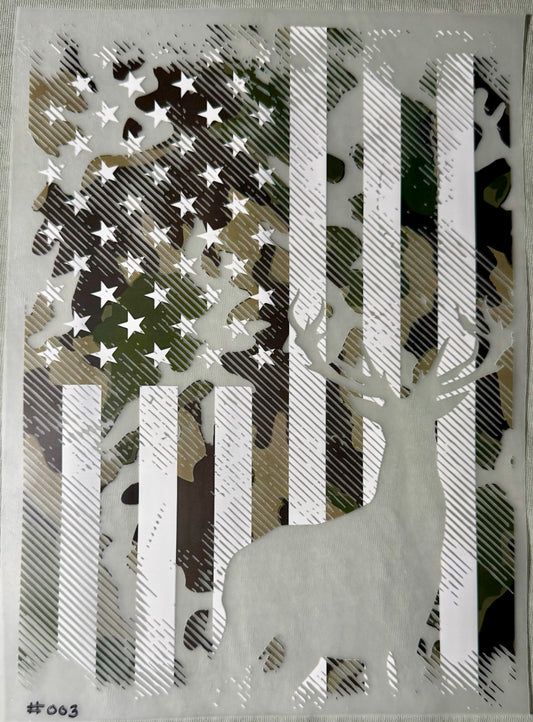 Camo Flag Deer Print #003