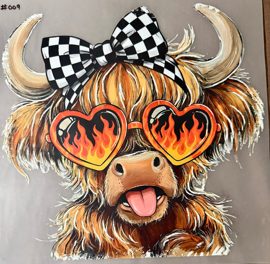 Highland Cow Flame Sunglasses Print #009