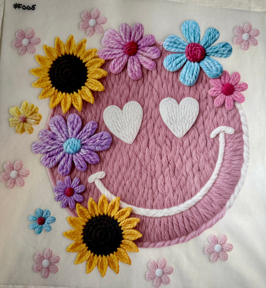Floral Smiley Face Print #005